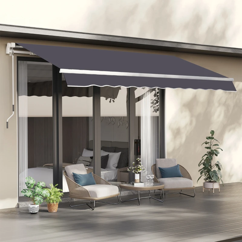 Outsunny 11' x 10' Retractable Awning Fabric Replacement Outdoor Sunshade Canopy Awning Cover, UV Protection, Grey