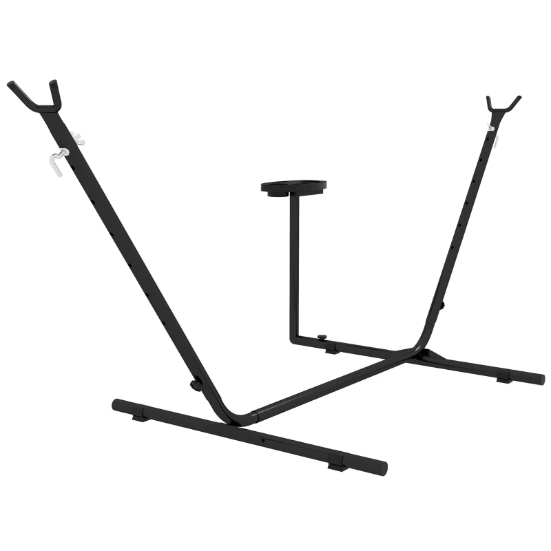 Outsunny 10' Hammock Stand with Side Tray, Hammock Chair Stand Only with Steel Frame, Black