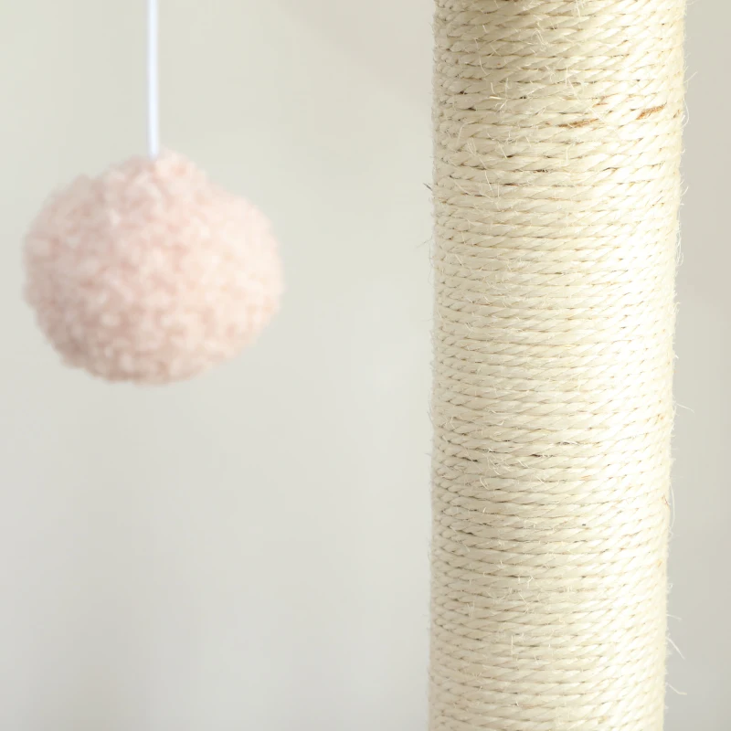 PawHut 47" Tall Cat Tree Tower with Condo, Ladder, Scratching Posts and Hanging Ball, Pink