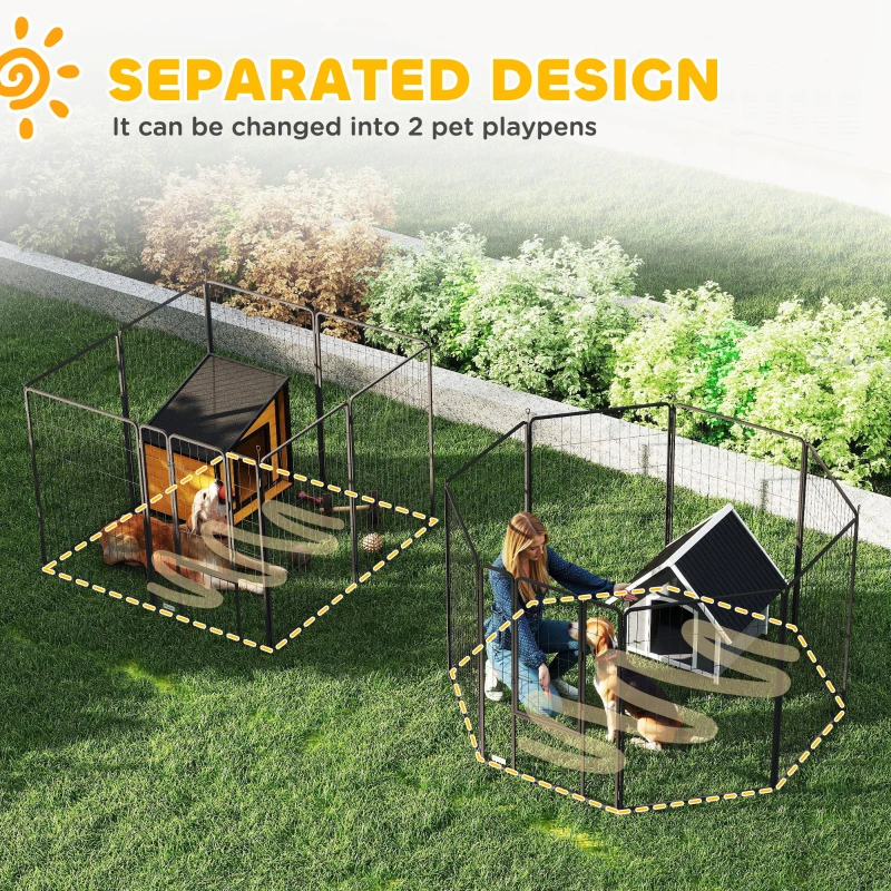 PawHut Heavy Duty Pet Playpen, 16 Panels Steel Dog Fence Puppy Exercise Pen with 2 Doors Locking Latch, 47" Height