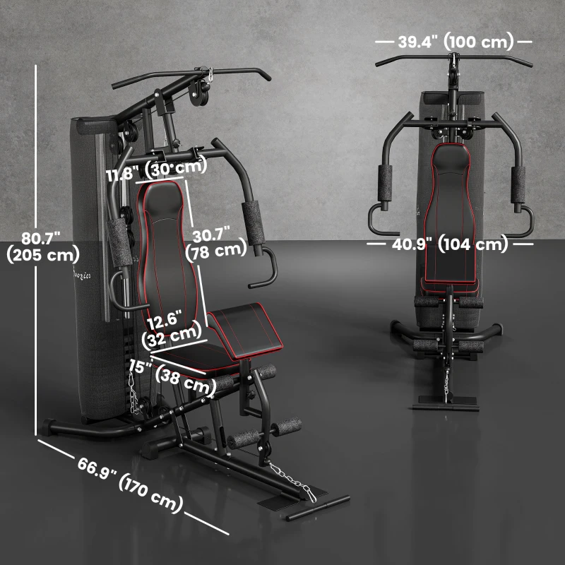 Soozier Home Gym, Multifunction Gym Equipment with 100Lbs Weight Stack for Back, Chest, Arm, Leg and Full Body Workout