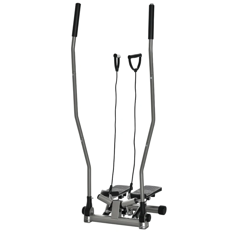 Soozier Twist Stair Stepper Exercise Machine with Rocking Handlebars, Cardio Climber Exercise Equipment with Hydraulic Resistance, LCD Display for Home Workout Exercise, Silver