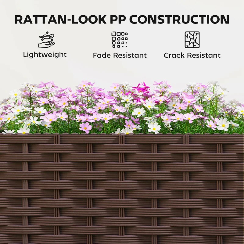 Outsunny Plastic Raised Garden Bed with Legs, Self Watering Elevated Planter Boxes with Drainage Holes and Plugs