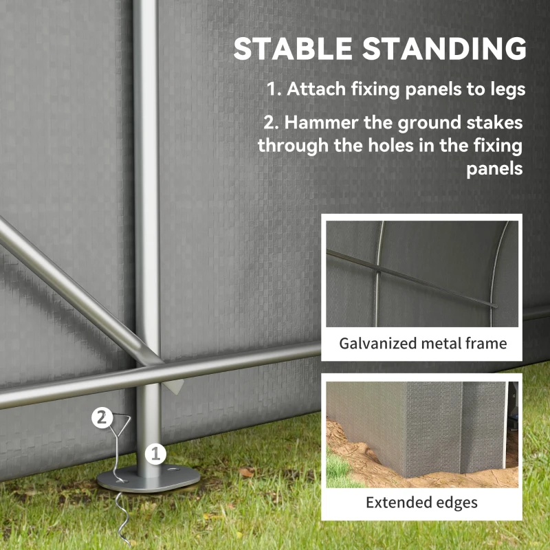 Outsunny 5' x 8' Outdoor Storage Shed, Heavy Duty Galvanized Steel Portable Shed for Bike, Motorcycle, Garden Tools, Light Grey