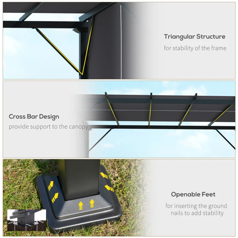 Outsunny 10' x 10' Retractable Pergola Canopy for Backyard, Grey