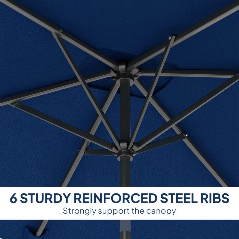 Outsunny 6.5x9.6ft Rectangle Aluminum Tilt Patio Umbrella, Garden Market Parasol, Outdoor Sunshade Canopy with Crank, Navy Blue