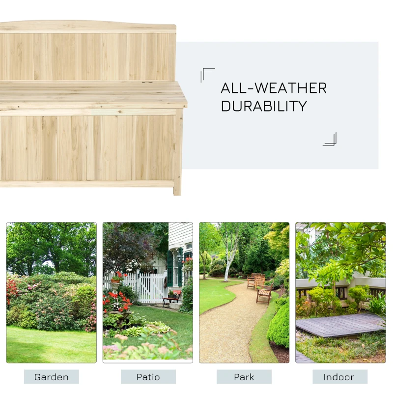 Outsunny Wooden Outdoor Garden Bench with Storage Box, Outdoor Patio Seating, 45.3" x 17.7" x 29.5", Natural