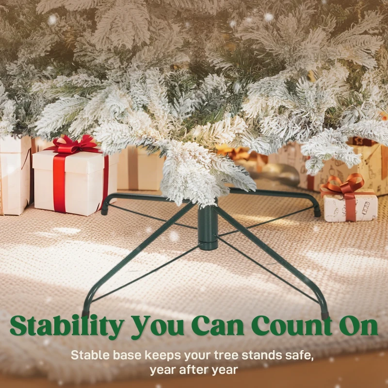 HOMCOM 9 ft Artificial Frosted Christmas Tree with Realistic Branches, Wide Full Spruce, Hinged Xmas Tree, Easy Assembly