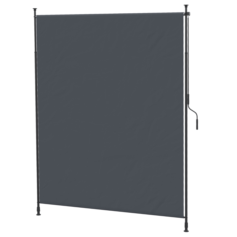 Outsunny 7' x 10' Retractable Patio Awning, Manual Outdoor Privacy Screen with UPF40+ & Water-Resistant Fabric, Grey