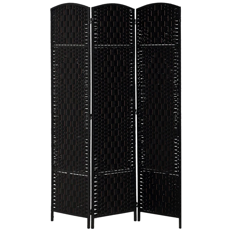 HOMCOM 6ft Folding Room Divider, 3 Panel Wall Partition with Wooden Frame for Bedroom, Home Office, Black