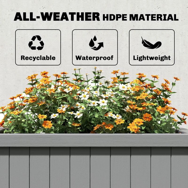 Outsunny Raised Garden Bed with Legs, HDPE Raised Planter with Drainage Holes and Liner for Vegetables Flowers Herbs