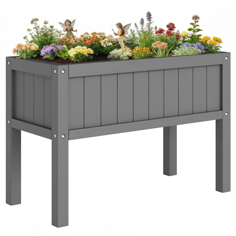 Outsunny Raised Garden Bed with Legs, HDPE Raised Planter with Drainage Holes and Liner for Vegetables Flowers Herbs