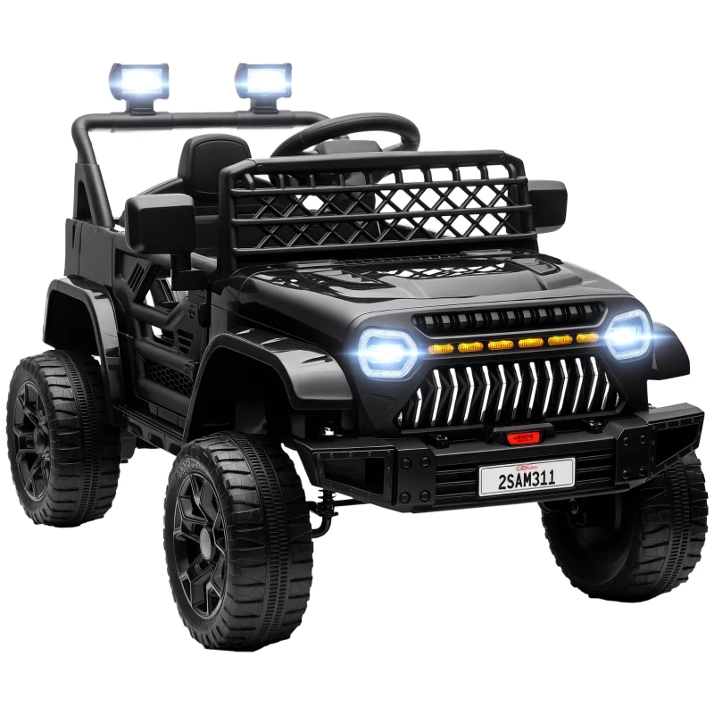 Qaba 12V Ride on Truck, Electric Car for Kids with Remote Control, Suspension, 3 Speeds, USB Music Headlights, Black