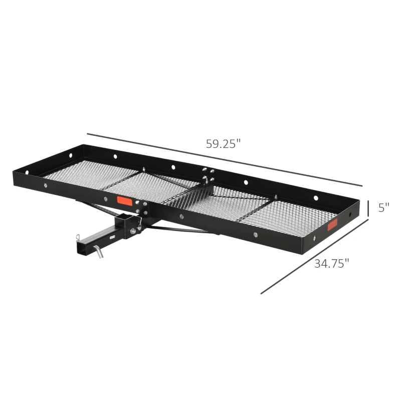 Aosom Hitch Mount Cargo Carrier, 59''x19''x5'' Folding Luggage Basket with 350 lbs Capacity Fits 2'' Receiver for Car SUV