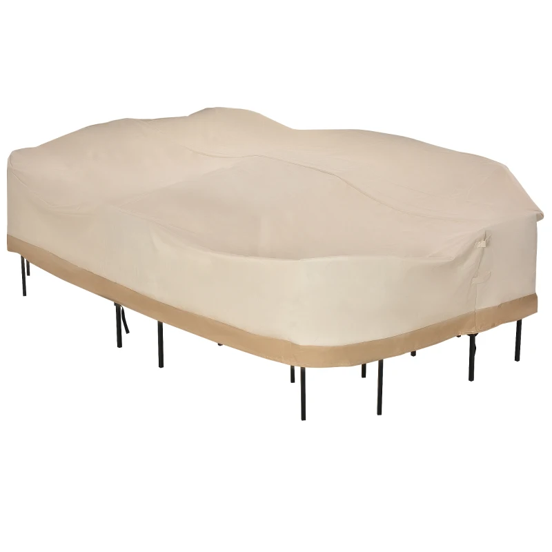Outsunny 129.9-Inch Oval Patio Table and Chair Set Cover, Beige/Coffee Sofa Set