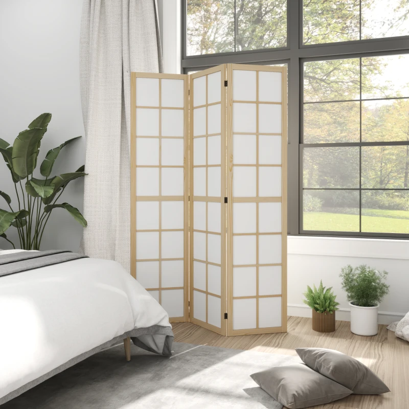HOMCOM 3 Panel Room Divider, 5.6 ft Folding Wall Divider Room Partition for Home Office, Bedroom