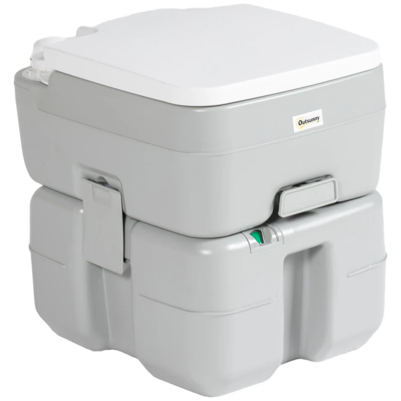 Outsunny Porta Potty, 5.3 Gallon Portable Toilet with Level Indicator and Anti-Leak Pump for Camping, Boating, Hiking, Travel, RV