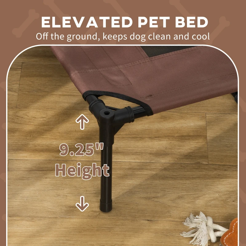 PawHut 48" x 36" Elevated Portable Dog Cot Cooling Pet Bed with UV Protection Canopy Shade, Coffee