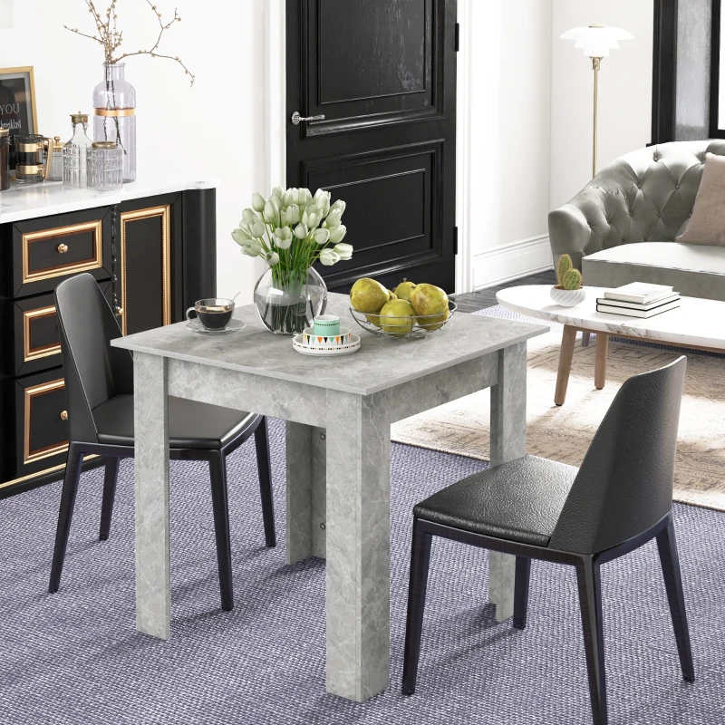 HOMCOM Square Dining Table, Modern Dining Room Table with Faux Cement Effect, Space Saving Small Kitchen Table, Cement Grey