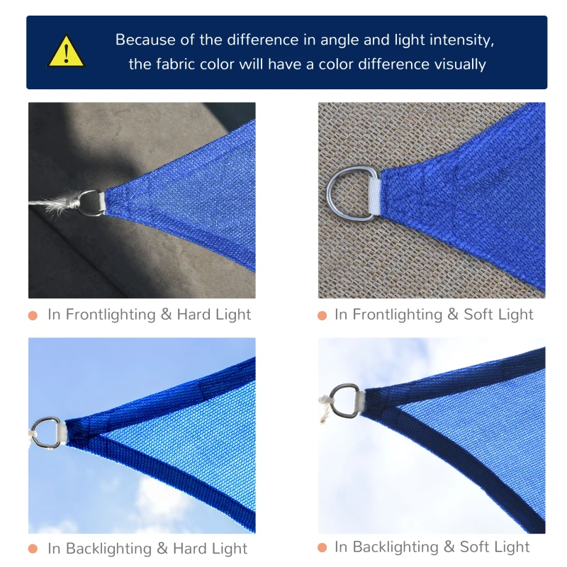 Outsunny Triangle 16.4' Canopy Sun Sail Shade Garden Cover UV Protector Outdoor Patio Lawn Shelter with Carrying Bag (Blue)