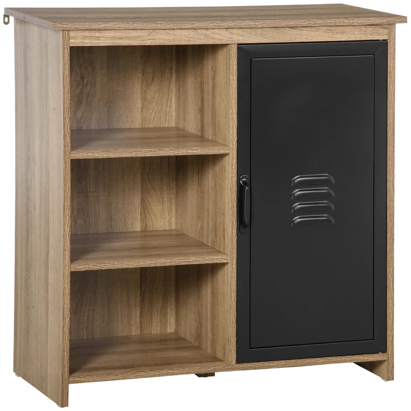 HOMCOM Storage Cabinet with 3 Tiers and Metal Door, Buffet Table, Sideboard with Adjustable Shelf for Dining Room, Living Room, Kitchen
