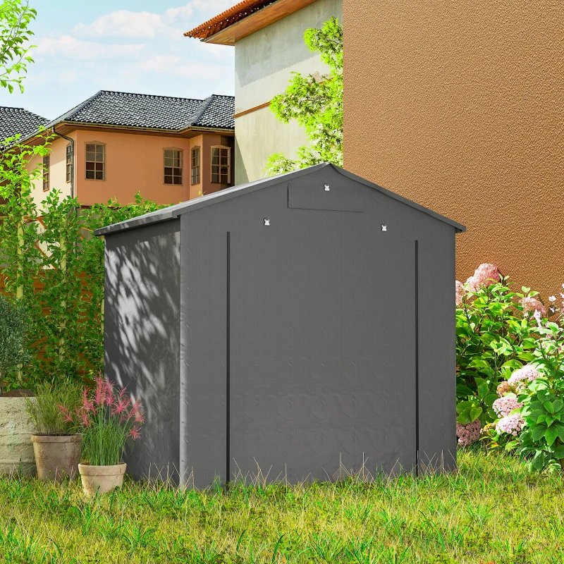 Outsunny 6' x 4' Portable Shed, Waterproof Bike Tent with Roll-up Zipper Door, Vent and Galvanised Metal Frame, Dark Grey