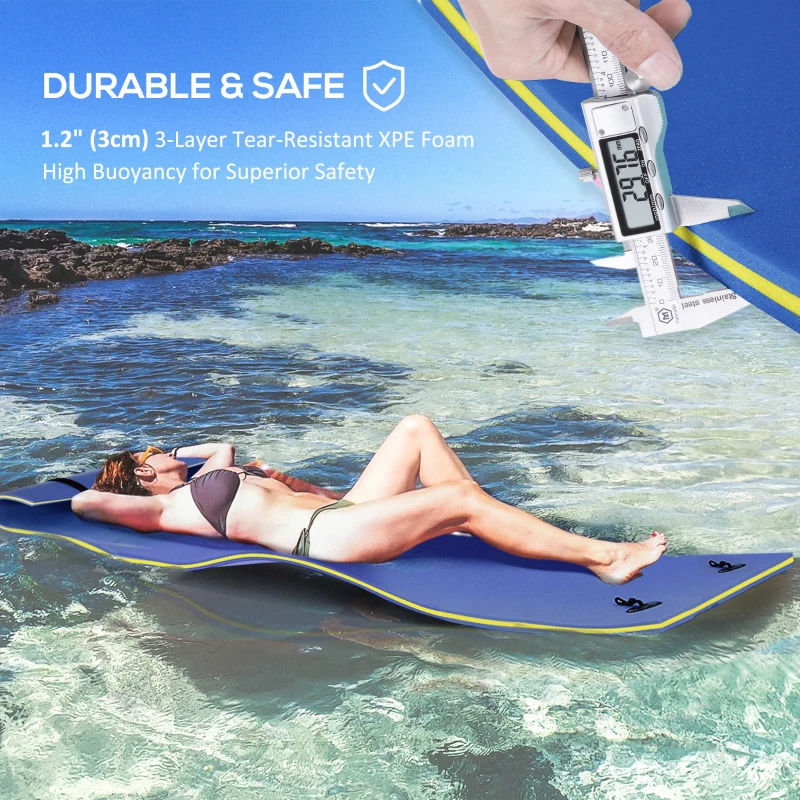 Soozier 6.5' x 2' Roll-Up Pool Float Pad Water Floating Mat for Lake, Ocean, Pool Playing, Relaxing & Recreation, Blue