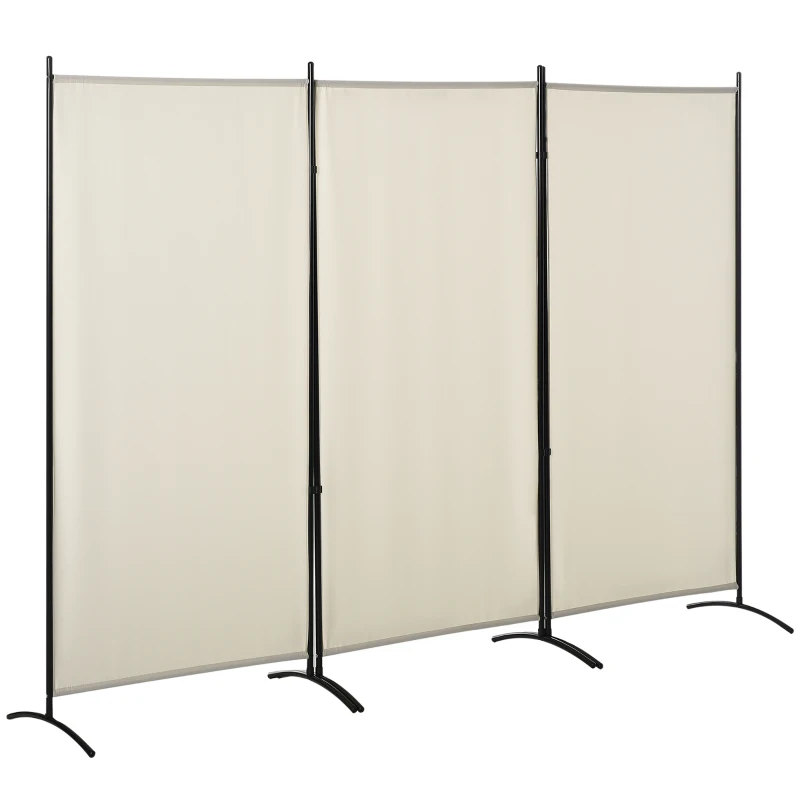 HOMCOM 6' 3 Panel Room Divider, Double Hinged Folding Wall Divider, Indoor Privacy Screen for Home Office, Beige