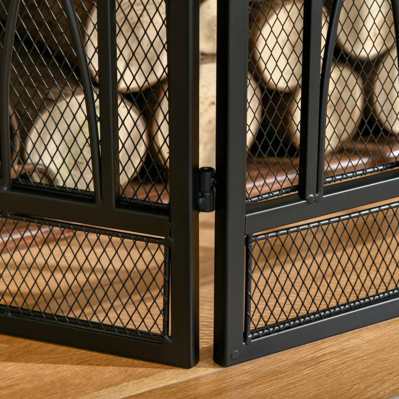 HOMCOM 3-Panel Metal Mesh Fireplace Screen, Decorative Fire Spark Guard Cover, 49.5" x 31.5"for Living Room Home Decor, Black