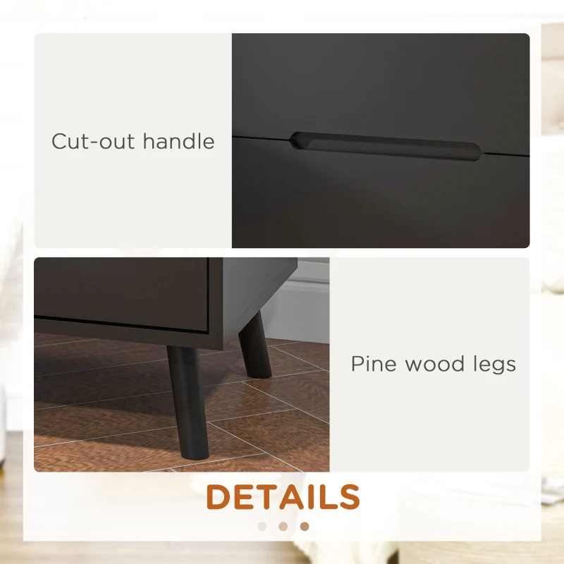 HOMCOM Modern Nightstand, Night Table with 2 Drawers, Bed End Table with Solid Wood Legs for Bedroom