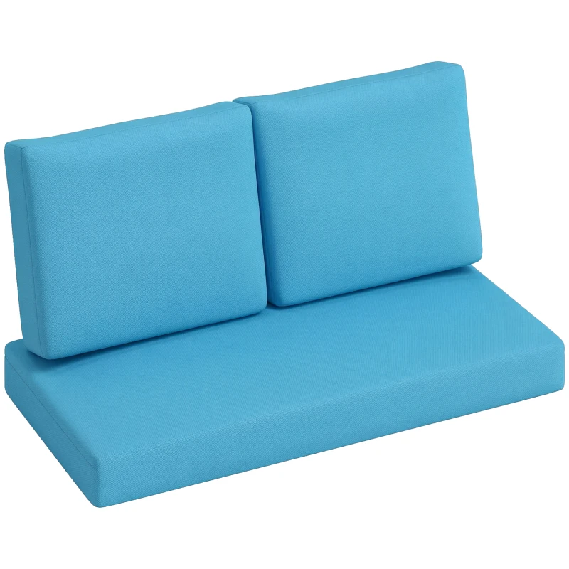 Outsunny 2 Seater 5" Thick Outdoor Seat Cushions with 7" Backrest, Loveseat Outdoor Furniture Cushions, Turquoise