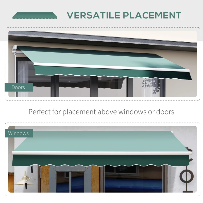 Outsunny 8' x 7' Retractable Awning, Patio Awnings, Sunshade Shelter with 280 g/m² UV & Water-Resistant Fabric and Aluminum Frame for Deck, Balcony, Yard, Dark Green