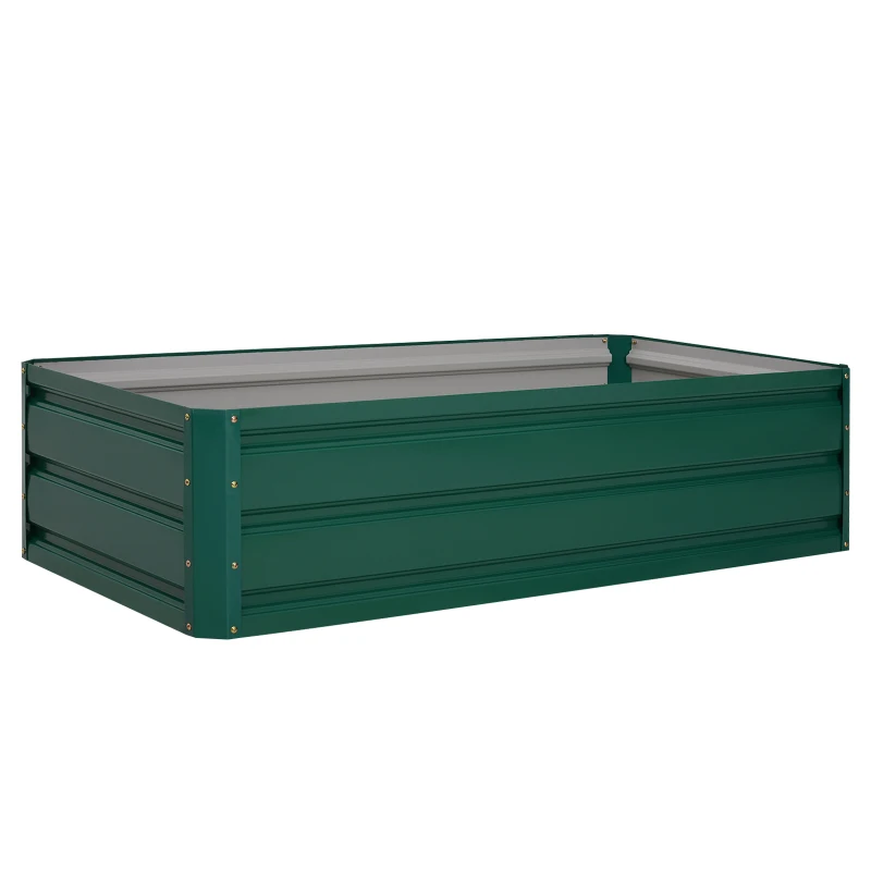 Outsunny 4' x 2' x 1' Galvanized Raised Garden Bed, Metal Garden Box with Open Bottom, Easy Assembly Outdoor Planter Box for Vegetables Flowers Herbs, Green