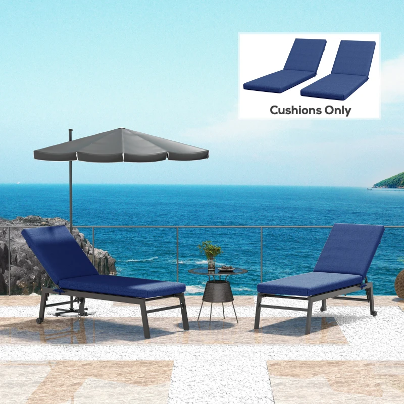 Outsunny 2-Piece Back and Seat Cushion Pillows Replacement, Patio Chair Cushions Set with Ties for Indoor Outdoor, Blue