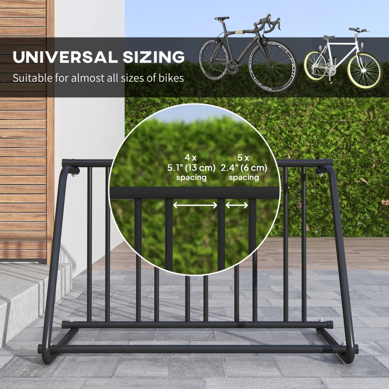 Soozier All-Steel Bike Rack, 45" Bike Stand, 3-Bike Capacity, Single-Side, for Garages Streets Yards Schools