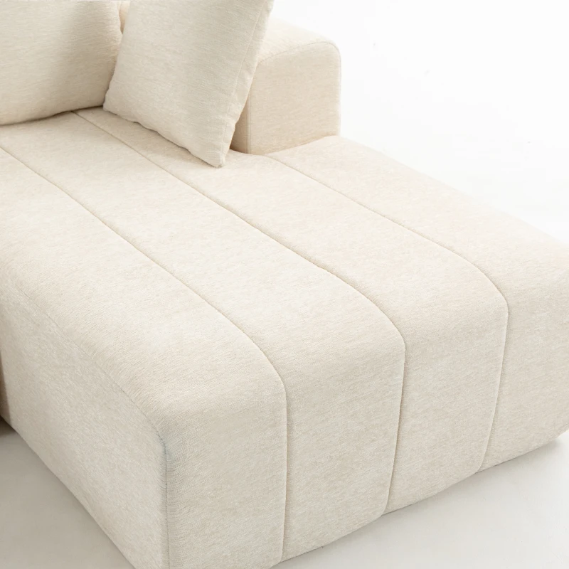 HOMCOM 101" Modular Sectional Sofa with Chaise, Chenille Boneless Cloud Sofa Bed, 3 Seater L-Shaped Couch, No Assembly, Beige