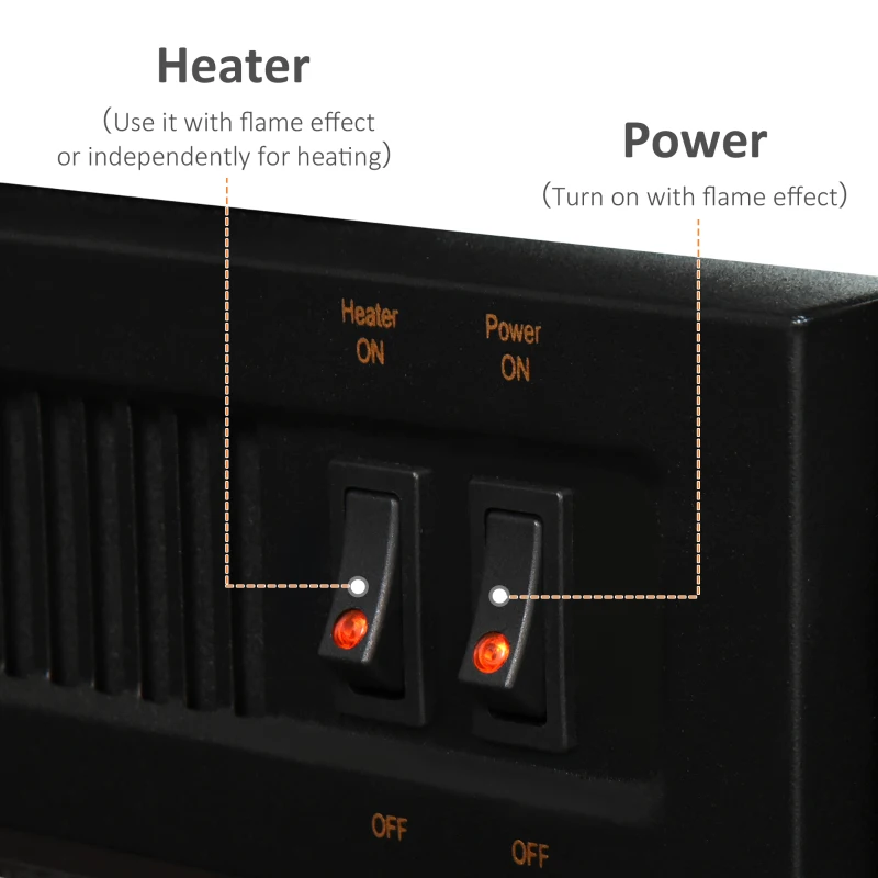 HOMCOM 1400W Wall-Mounted Electric Fireplace Stove Heater Realistic Log Flames
