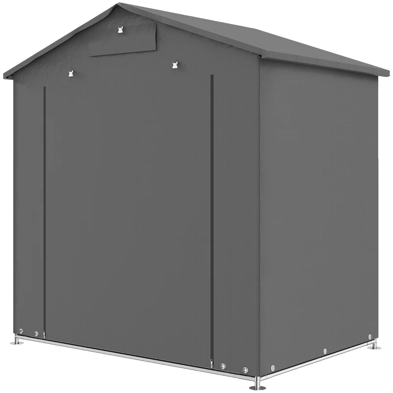 Outsunny 6' x 4' Portable Shed, Waterproof Bike Tent with Roll-up Zipper Door, Vent and Galvanised Metal Frame, Dark Grey