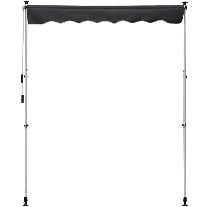 Outsunny 6.6'x5' Manual Retractable Patio Awning Window Door Sun Shade Deck Canopy Shelter Water Resistant UV Protector Grey