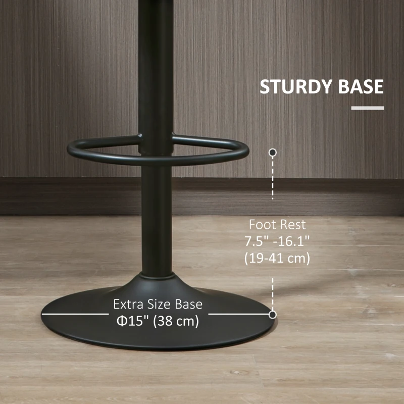 HOMCOM Modern Adjustable Bar Stools Set of 2, Swivel Barstool with Footrest, PU Leather Round Top for Kitchen, Dark Grey