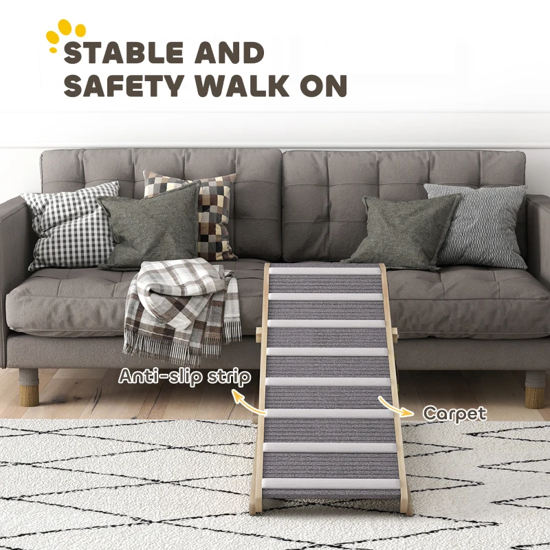 PawHut Dog Ramp for Couch, Foldable Pet Ramp for Small to Large Dog, 4 Adjustable Height from 16" to 23.5"