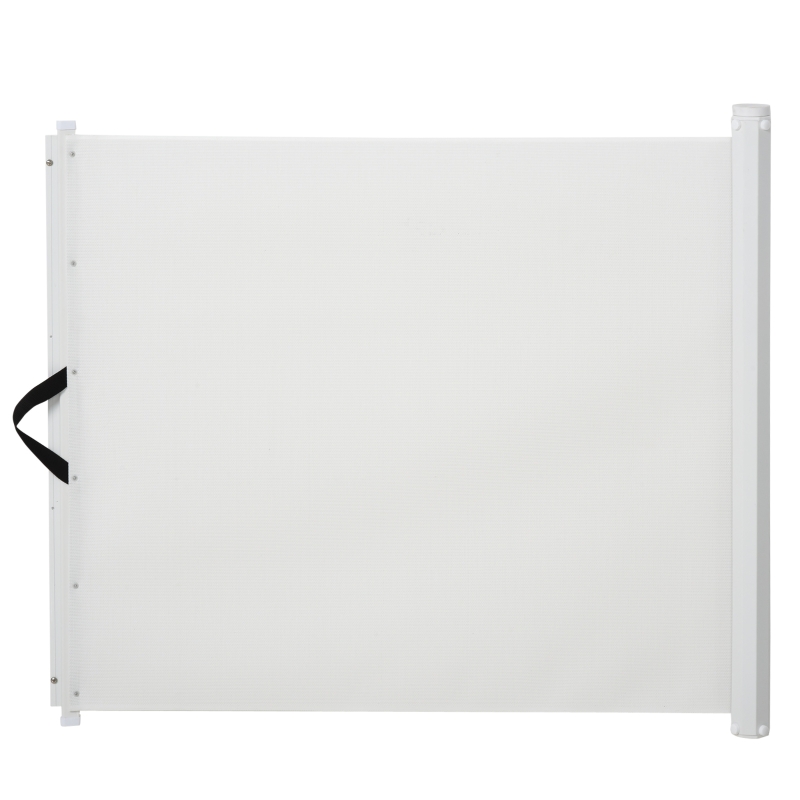 Pawhut Retractable Mesh Pet Safety Barrier Gate, Flexible and Extensible Safety Dog Gate Easy to Roll and Latch for Stairways Doorways Hallways, 45'' x 32", White