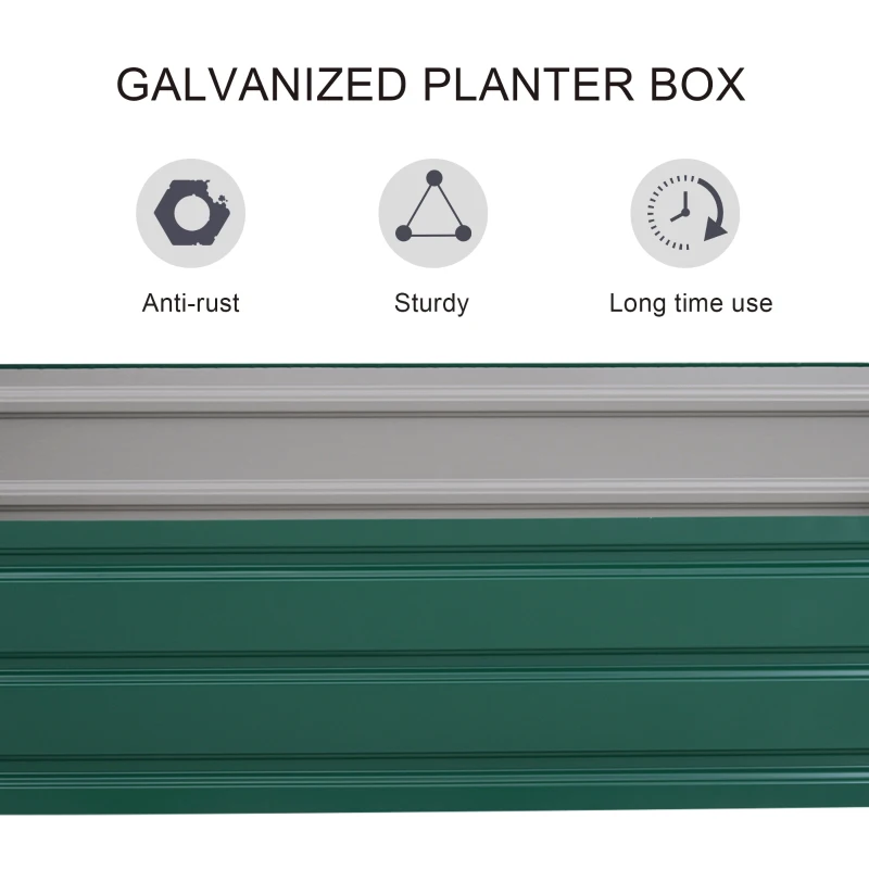 Outsunny 4' x 2' x 1' Galvanized Raised Garden Bed, Metal Garden Box with Open Bottom, Easy Assembly Outdoor Planter Box for Vegetables Flowers Herbs, Green