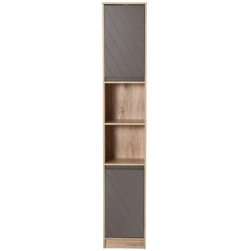 HOMCOM 67" Narrow Bathroom Storage Cabinet, Tall Freestanding Floor Cabinet, Bathroom Linen Cabinet with Doors and Adjustable Shelves