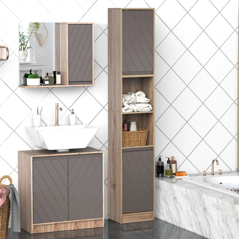 HOMCOM 67" Narrow Bathroom Storage Cabinet, Tall Freestanding Floor Cabinet, Bathroom Linen Cabinet with Doors and Adjustable Shelves