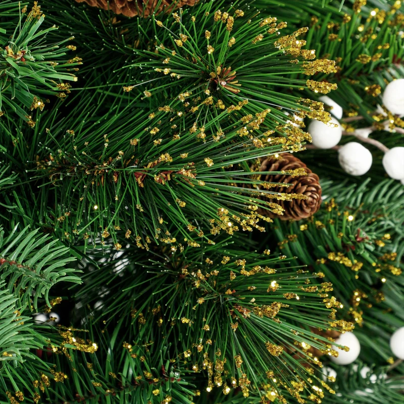 HOMCOM 6ft Christmas Tree with 716 Branch Tips, Easy-Assembly Hinged Design, Artificial Fir Xmas Tree for Home Office Holiday
