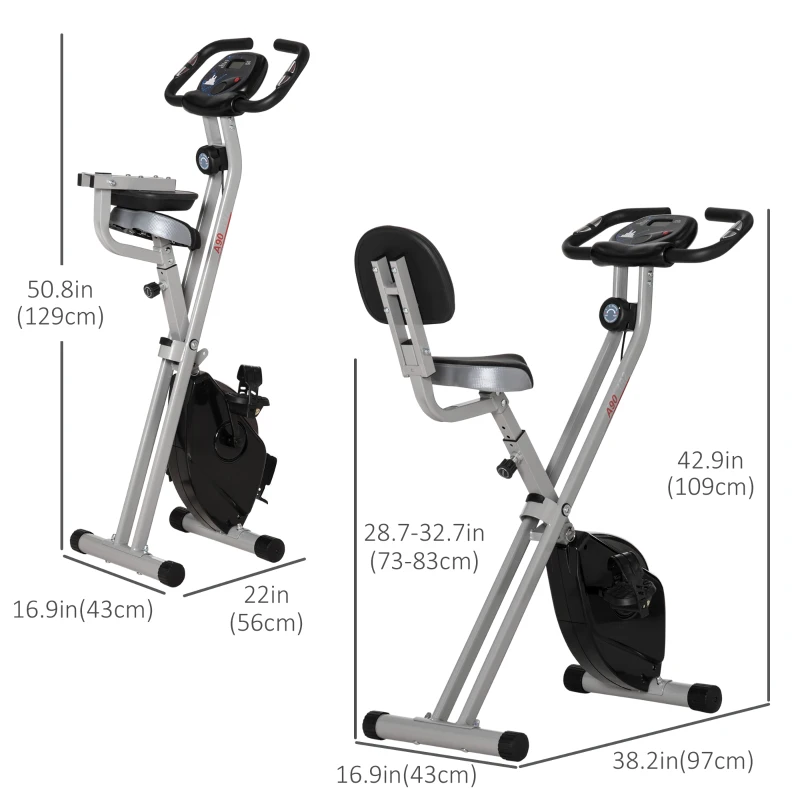 Soozier Foldable Indoor Stationary Bike with 8 Levels of Magnetic Resistance, Exercise Bike for Cardio Workout, Black