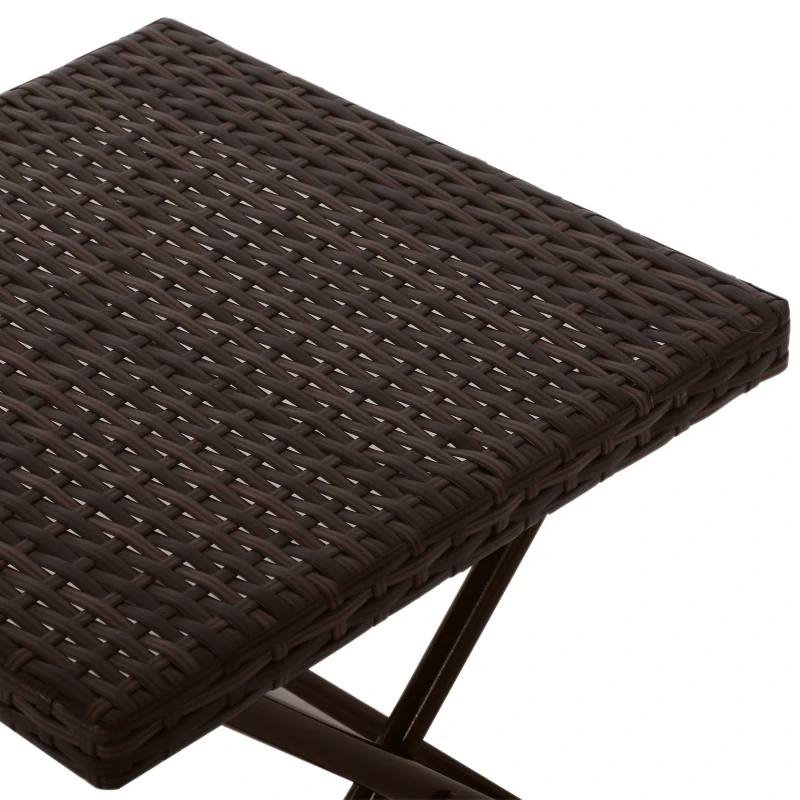 Outsunny Patio Wicker Coffee Table, Outdoor PE Rattan Garden Folding Side Table, 15.75"x15.75"x15.75", Brown