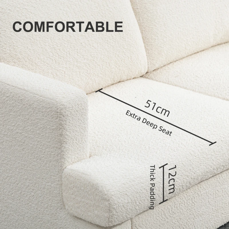 HOMCOM 54.3" Loveseat Sofa, 2 Seater Sofa with Removable Cushions, Small Couch with Wood Frame for Living Room, Cream White