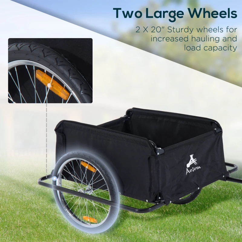 Aosom Bicycle Trailer Bike Cargo Trailer Garden Utility Cart Tool Carrier  with Removable Cover, Red
